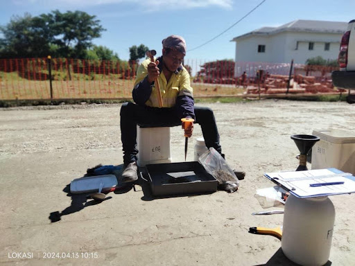Ongoing construction materials testing.